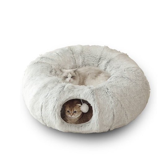 CozyNest™ | 2-in-1 ronde tunnelkattenbed